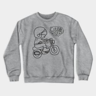 line art of Cute Boy motorcycle rider Crewneck Sweatshirt